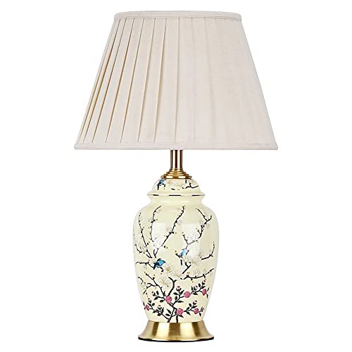DACUDA Lámpara de Mesa Lámparas de Mesa Lámparas de Mesa de Porcelana Pintura de Flores y pájaros Lámpara de Mesa China Jarrón Antiguo Lámpara de Escritorio para Dormitorio