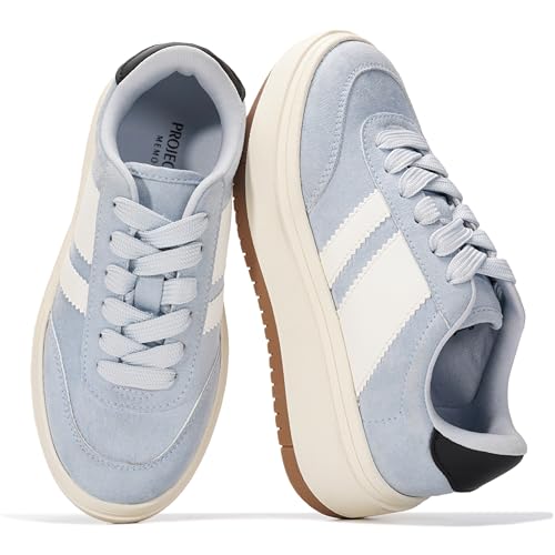 Project Cloud Kids Fashion Platform Sneakers 2026 - Lightweight Memory Foam Insole Kids Shoes - Trendy Platform Kids Sneakers - Durable & Non-Slip Lace up (Little Nita, SBLVLEA,2K) Sky Blue