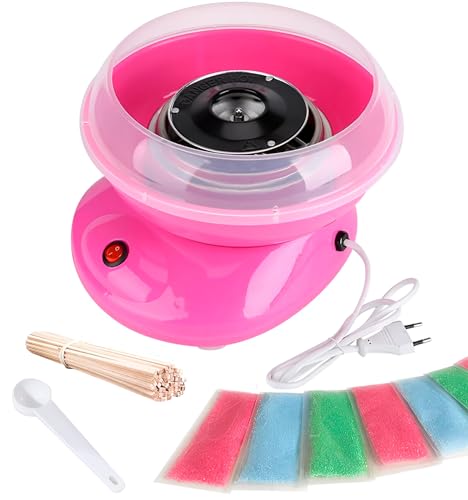 SIDRAL – Máquina para Algodón de Azúcar + 10 Palos + 10 Monodosis Azúcar, Fácil Uso Adultos, Maquina Algodón de Azúcar