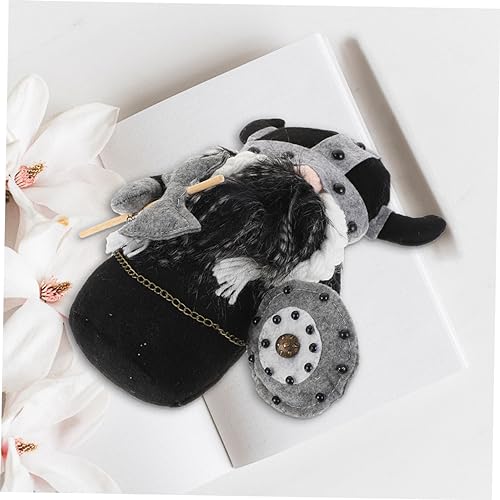 Zerodeko Boneca Anã Ornamento Gladiador Escudo Chifres Decorativo Viking Gladiador Enchimento De Pol