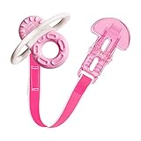 MAM Bite & Relax Fase 1 + Brosche Clip C142 - Beißring für Babys ab 2 Monaten - Rosa
