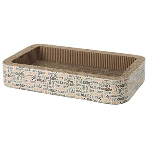 PetRageous 13081 Rectangular Corrugated Cat Lounge Scratcher 20-Inch Long 12-Inch Wide 3.5-Inch Tall with Cat Nip is Great for Cats, Multicolored Cover