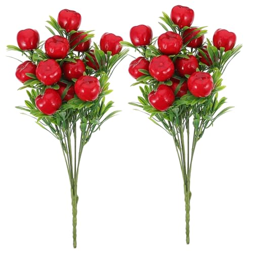 Genérico 2 Juegos Decoración De Manzanas De Bricolaje Etiqueta De La Pared Vegetación Falsa Real Cesta Simulación Selecciones Falsas Bol Plantas Falsas El Plastico Rojo 2 Piezas * 2