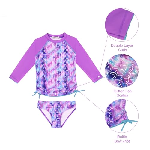 Image of weVSwe Girls Rash Guard Set 2-Piece UPF 50+ Sun Protection Swimsuit 2T-14 Years