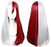 Peluca de Cosplay, Costuras Rojas y Blancas de my Hero College con...