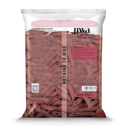 Image of Jiwa Instant Ragi Penne Pasta | 200 G | Cooks in 7 minutes | Ready to Cook | 100% Millet | No Maida, No Atta | Gluten Free