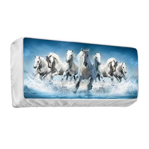 Image of Printed Split Ac Cover Indoor Unit For 1.5 Ton Capacity AC, Inner Unit Ac Cover, All Weather Cover /Attractive Digital Prints /Dustproof /Silken water-resistant Split Ac Cover ( 7Horses )
