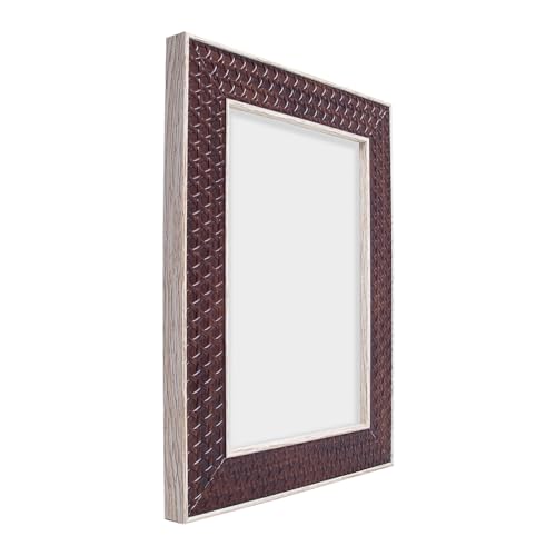 Image of GOLDEN PEACOCK Set of 2 5x7 Inch Photo Frames - Textured Woody Brown Finish | Elegant Tabletop & Wall Hanging Picture Frames for Home, Office & Living Room