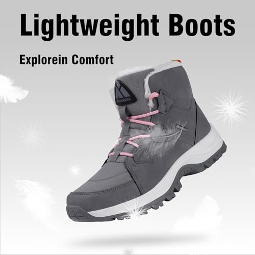 Mishansha Damen Winterschuhe Mid Outdoor Warm Schneestiefel Dunkelgrau Gr.41
