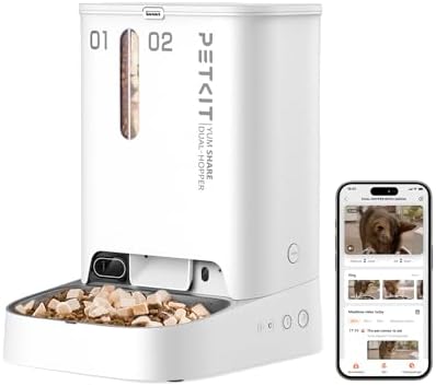 PetKit YumShare Dual-Hopper with Camera Smart Pet Feeder, 5L Capa...