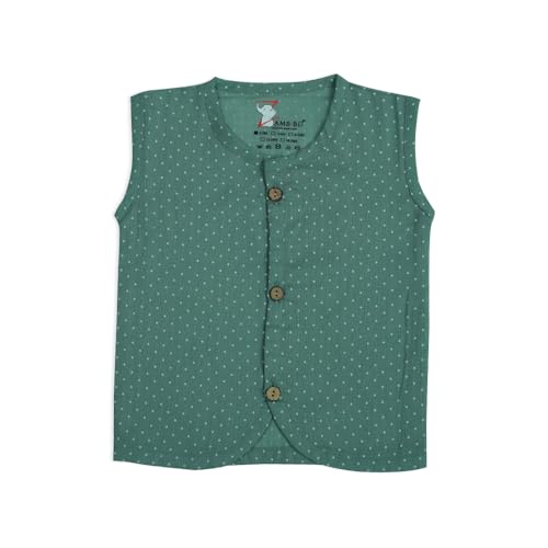 Image of 100% Cotton Printed Front Open Jabla | Green,White Jhabla | for Newborn & Infants | All Season wear Jabala Baby Products | Sleeveless Regular Fit Vest | Assorted Pack of 3| Size - 3-6 Months