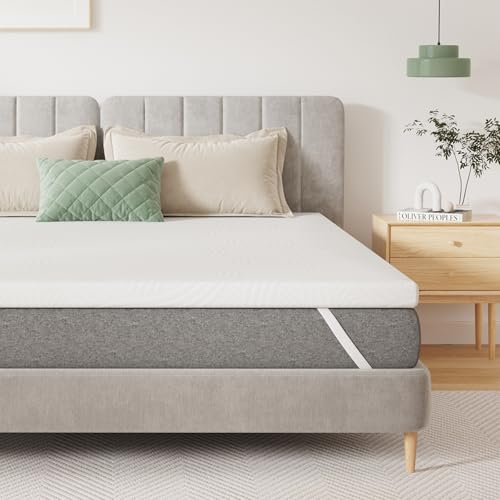 Novilla Sobrecolchón, 135x190 7.5 cm Topper Colchón de Fibra, Sobrecolchón de Espuma Confort y Lavable a 60°C, Transpirable y Fresco, Blanco