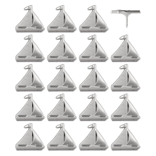 Image of Sailboat Push Pins - Silver Sailing Pins - for Cork Board, Maps, or Lapel Pin Use - Designed in USA - Set of 20