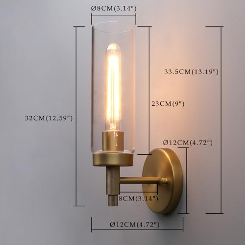 Phansthy FZUS264-D Rustic Industrial Wall Sconce Light With 3.14"/8Cm Tubular Clear Glass Lampshade thumb #1