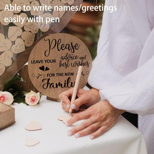 Wedding Guest Book Alternative Acrylic Rustic Wedding Decorations for Reception Weding Guest Book with 80pc Heart Drop Box to Sign Wedding Anniversary Party Baby Shower (DIY) - Image 2