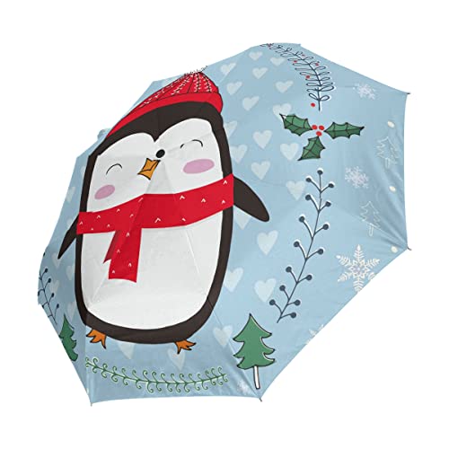 Parapluie pliable pingouin mignon et coupe-vent pour voyage, femmes, hommes et enfants