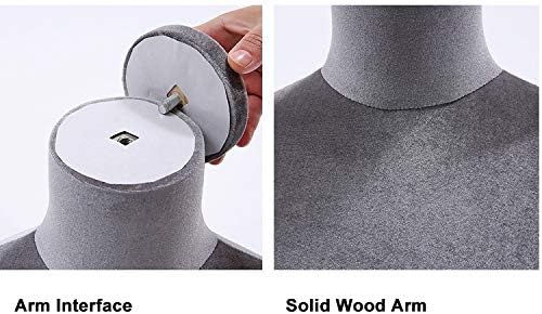 Miniatura 2 de DFEDHF Female Manikin Dress Form Mannequin Torso Bodyh Adjustable Tripod Stand Women's Dress Clothing Display(with Wood Arms A)