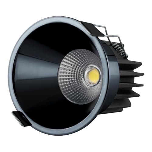 Image of Panasonic 18 Watt Deep Recessed COB False Ceiling Light, Recessed Downlight for Home, Shop, Museum, Restaurant with 85mm Cutout, Gun Black Reflector COB Light, Warm White Light (PDLM44183)
