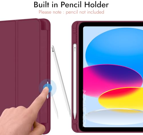 Image of Robustrion Case for iPad 11th Gen (A16) / 10th Generation Cover Case (2025 /2022), Smart Flexible Trifold Flip Stand Cover [Pencil Holder] for iPad 10th Gen / 11th Generation [Auto Sleep Wake] - Maroon