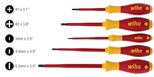Image of Wiha 32091 5-Piece 1000-Volt Slotted and Phillips Insulated Screwdriver Set