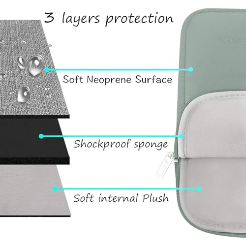 Image of MOSISO Laptop Case 13.3 inch, 13-13.3 inch Laptop Sleeve Bag Compatible with MacBook Air /Pro 13 /Pro 14 M5 M4 M3 M2 M1, HP Dell ASUS Lenovo, Neoprene Computer Sleeve Bag with Small Case, Antique Green