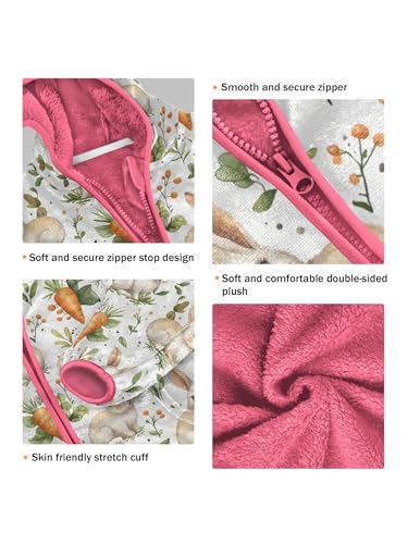 Cute Rabbits and Carrots Girls Fleece Jacket Girls Jacket Girl Coats Zip Up Hoodie Children Outerwear 2-3T3