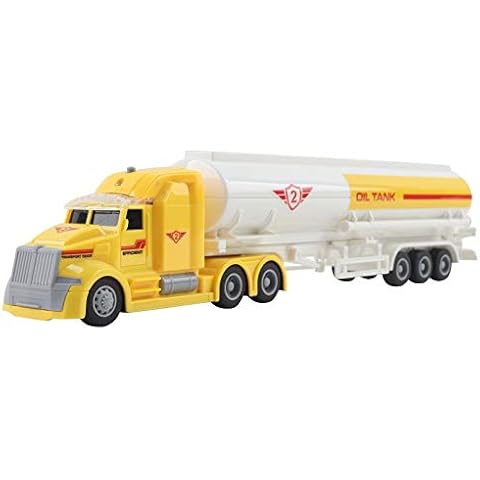 Vokodo Toy Semi Truck Fuel Trailer 14.5" Friction Powered with Lights and Sound Kids Push and Go Big Rig Oil Carrier Vehicle Transporter Semi-Truck Pretend Play Car Great Gift for Children Boys Girls Cover