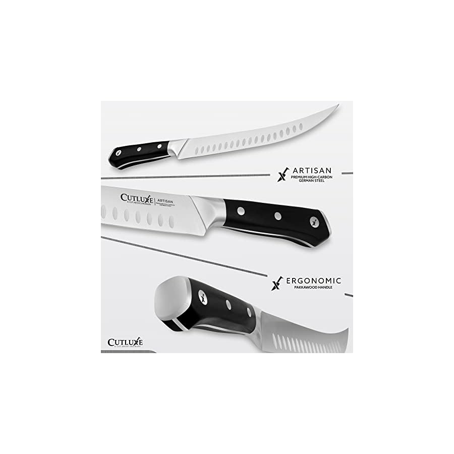 CUTLUXE-Butcher-Knife--10-Cimeter-Breaking-Knife--Forged-High-Carbon-German-Steel--Full-Tang-Razor-Sharp--Ergonomic-Handle-Design--Artisan-Series Cutluxe Butcher Knife – 10″ Cimeter Breaking Knife, Razor Sharp Forged High Carbon German Steel, Full Tang Carving Knife, Ergonomic Handle Design, Grilling Gifts for Men – Artisan Series