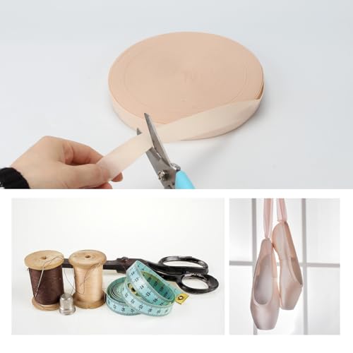 54.7 Yards Ballet Elastic Pointe Shoe Ribbons Roll, 7/8" Wide Stretch Satin Ribbon Roll, Minimalist Ballet Elastic Strap Stretch Ribbon for Women Girl Ballet Shoe Accessories, Ballet Pink4