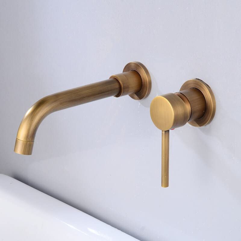 Grifo monomando de pared con control preciso de agua fría y caliente en latón negro