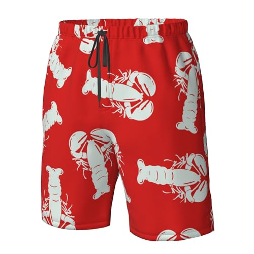 Lobster red Summer Board Shorts Mens Beach Swim Trunks Casual Swimwear