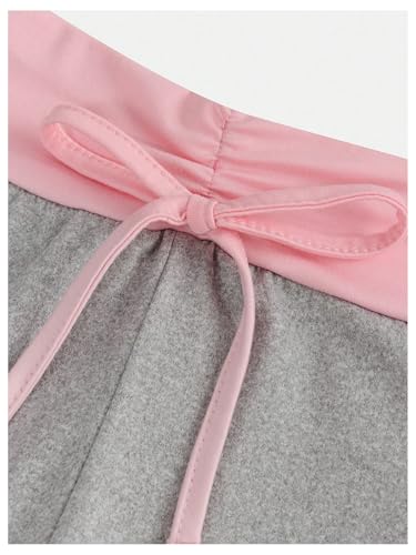 GORGLITTER Girl's Color Block Flare Leg Sweatpants Contrast Waistband Ruched Skinny Trousers3