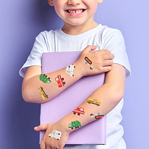 Kids Temporary Tattoos - Beep Beep Variety Set Of 25 Assorted Flash Tattoos, Premium Waterproof Colorful Metallic Gold And Sliver Kids Temporary Tattoo, Boys Temporary Tattoo, Car Tattoo, Truck Tattoo, Boys Party Favor, Construction Party #TOP2