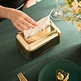 Opatiny Elegante servilletero organizador para sala de estar u oficina, 18 x 12 x 11 cm, recipiente de plástico duradero, acabado plateado galvanizado
