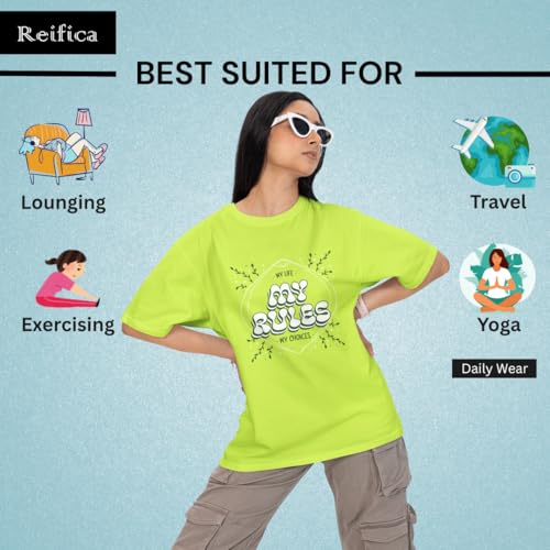 Image of Reifica 100% Pure Cotton Oversized Loose Fit Tshirts for Women