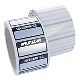 Labelident Inventaretiketten ink. Schutzlaminate - Inventar-Nr.: - 51 x 25 mm - 500 Inventaraufkleber auf 1 Rolle(n), Polyester VOID-Effekt silber, selbstklebend