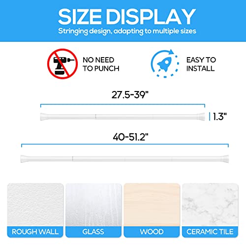Tension Curtain Rod 1Pcs Tension Rods For Windows 28 To 48 Inch Spring Curtain Rod Adjustable Tension Rod White Tension Curtain Rod Of Bathroom Window Curtain Rod Non Slip Tension Rod #TOP6