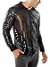 COOLOYA Men's 70s Sparkly Disco Top Shiny Sequin Long Sleeve Retro Button Front Party Shirt Tops Black M