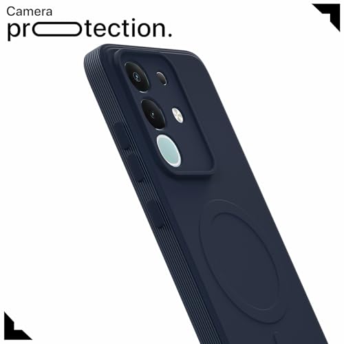 Image of Pikkme Back Cover for Vivo T4x 5G / iQoo Z10x 5G / Vivo Y31 Pro 5G Soft Matte Silicone Mag-Safe Design (Mag-Safe Not Support) Camera Protection | Slim Fit Bumper Cover (Blue)