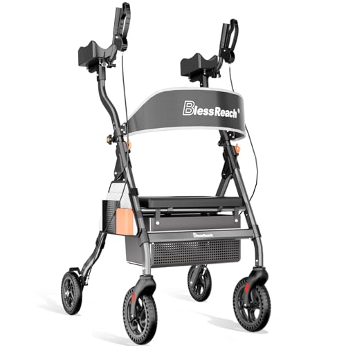 BlessReach Heavy Duty Upright Rollator Walker for Seniors