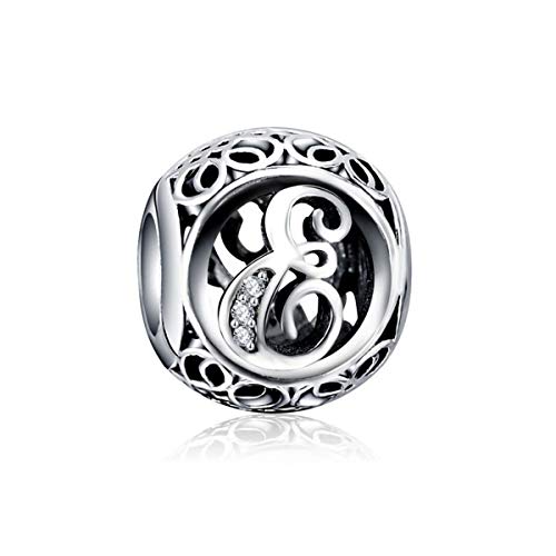 Dijes de letras del alfabeto para mujer, pulseras europeas, plata de ley 925, cuentas del alfabeto, letras iniciales de la A-Z, joyería de regalo de cumpleaños y Navidad (dije de letra E), Todos Cover