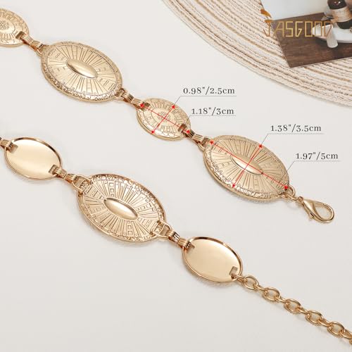 JASGOOD Women Western Metal Chain Belt Concho Belt Cowgirl Waist Link for Jeans Dresses Concert Boho2