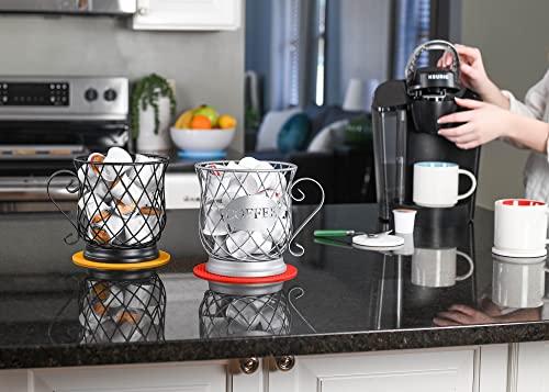 Nat & Jules Coffee Matte Silver Tone 7 Inch Iron Metal K Cup Coffee Pod Holder Organizer Basket #TOP4