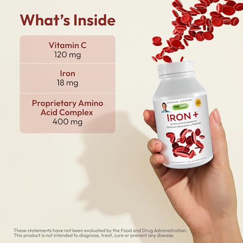 Andrew-Lessman-Iron-Plus-360-Capsules--18mg-Iron-100-Pure-Amino-Acid-Chelated-Iron-Glycinate-Aspartate-Plus-Vitamin-C-for-Increased-Absorption-Small-Easy-to-Swallow-Capsules-No-Additives