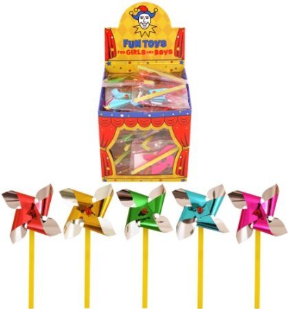 12 x Mini Foil Sand Castle Windmills - 7cm