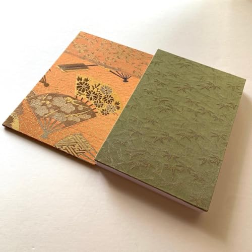吉祥扇紅葉松 正絹織物御朱印帳 名物裂 B6大判サイズ 絹 シルク 正絹生地 扇 もみじ 松葉 蛇腹 御朱印帳 桐生織物