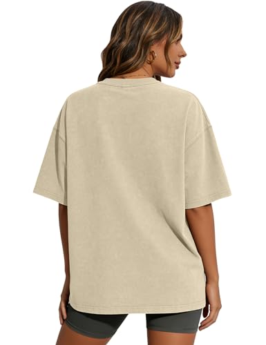 Image of Siimcuzy 2 /4 Pack Oversized Tshirts for Women Short Sleeves Workout Tops