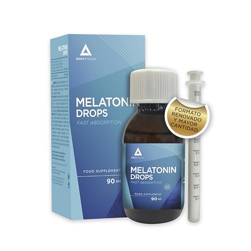 Melatonina gotas 1,9mg 90ml |Efecto rápido y duradero |Melatonina liquida para dormir | Sueño profundo y reparador | Dormir bien adultos y niños | Fácil dosificación, Sabor limón, Vegano |Bodyathlon