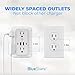 Wall Mount Power Strips Wall Charger 6 Outlet Extender 4 USB Ports (5V, 2.4A, 12W) and Night Light 3-Sided Power Strip with Adapter Spaced Outlets - Multi Plug Outlet Surge Protector for Home Office