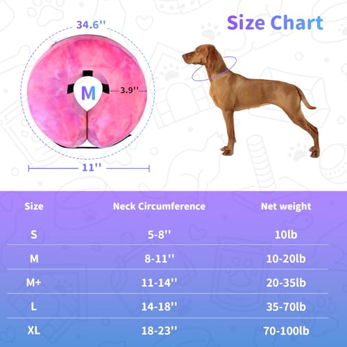 Image of Dog Cone, Y-blue Cone Collar Inflatable Dog Neck Collar Recovery E-Collar Alternative, Cat Donut Collar After Surgery for Dogs and Cats(Rose Purple, M)